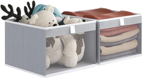 Miniatura 10 de Organizadores y almacenamiento de ropa para armario, cestas de almacenamiento plegables con ventana de malla para ropa, toallas y juguetes, 10.75 x