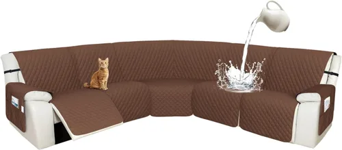 Miniatura 79 de Arfntevss Fundas de sofá modular reclinable, 100% impermeable, en forma de L, para sillón reclinable en forma de L, funda seccional lavable