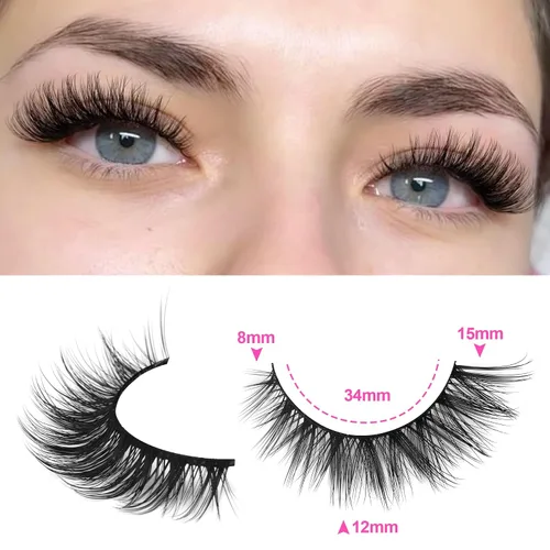 Miniatura 3 de Wispy Lashes Pestañas postizas de aspecto natural con pegamento de pestañas, kit de pestañas de ojo de gato, extensión de pestañas con pegamento