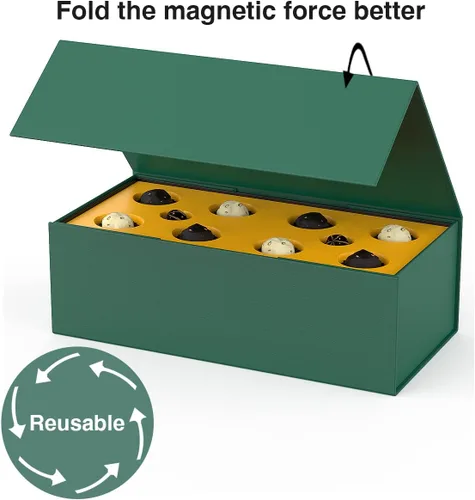 Miniatura 5 de Caja de Regalo 12" x 6" x 4" Pulgadas, Caja de Regalo Grande con Tapa, Cajas Verde Bosque para Regalos, Cumpleaños, Día de San Valentín, Día