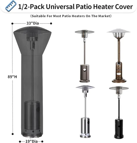Miniatura 3 de OutdoorLines Fundas impermeables para calentadores de patio al aire libre con cremallera y bolsa de almacenamiento, a prueba de polvo, resistente a