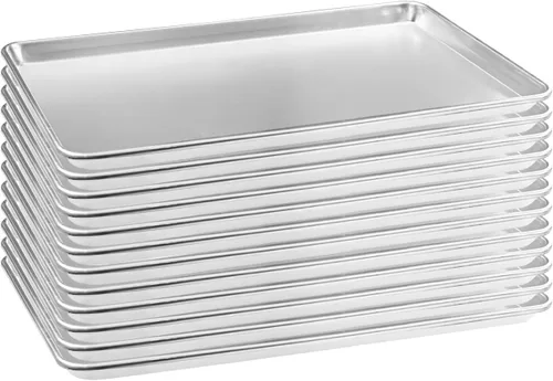 HARDURA - Bandeja de aluminio para hornear de 18 pulgadas de largo x 13 pulgadas de ancho x 1 pulgadas de alto, 12 paquetes, para horno en panadería