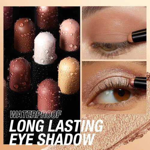 Miniatura 3 de Juego de barras de sombra de ojos, color crema mate para ojos, lápiz de ojos brillante, sombra de ojos impermeable, larga duración Conjunto B