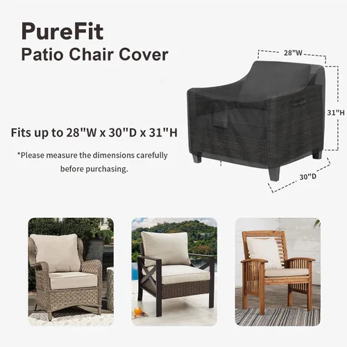 Miniatura 2 de PureFit Fundas para sillas de exterior, impermeables, para muebles de patio, muebles de exterior, con ventilación de aire y asas acolchadas, se