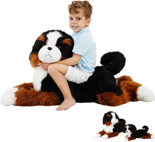 Miniatura 8 de Animal de peluche con peso, cachorro de peluche suave, perro de montaña de Berna, regalo de juguete para niños y adultos, 4.5 libras, 25 pulgadas