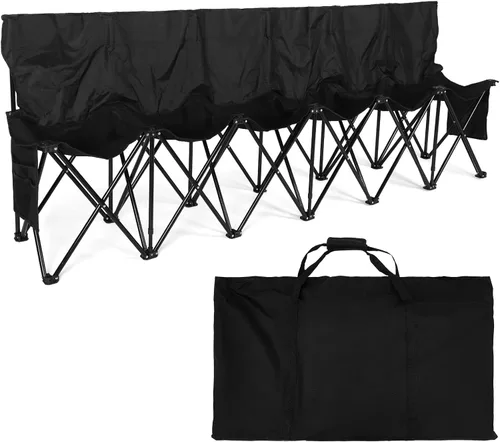 Kigley Banco de Fútbol Plegable de 6 Asientos Silla Portátil para Equipo Deportivo Banco de Banda para Campamento de Fútbol Viajes Eventos Asientos