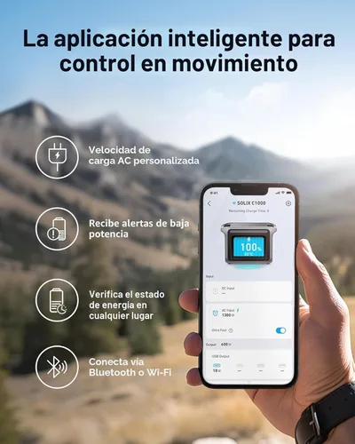Miniatura 6 de Anker SOLIX C1000 Estación de energía portátil, generador solar de 1800 W (pico de 2400 W), carga completa en 58 minutos, batería LiFePO4 de 1056