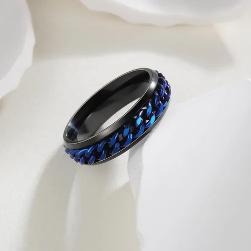 Miniatura 90 de Anillos giratorios para la ansiedad para hombre, anillos clásicos de cadena para mujeres y adultos, anillo de acero de titanio