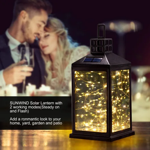 Miniatura 5 de Luces de Farol Solar para Exteriores SUNWIND Lámpara de Mesa Solar Impermeable Iluminación Colgante con 40 LEDs Blancos Cálidos para Decoración