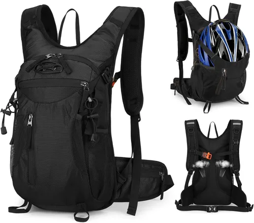 Mochila de ciclismo de 15L con hebilla para casco para hombres y mujeres, pequeña, impermeable, ligera, mochila de senderismo con correa para el