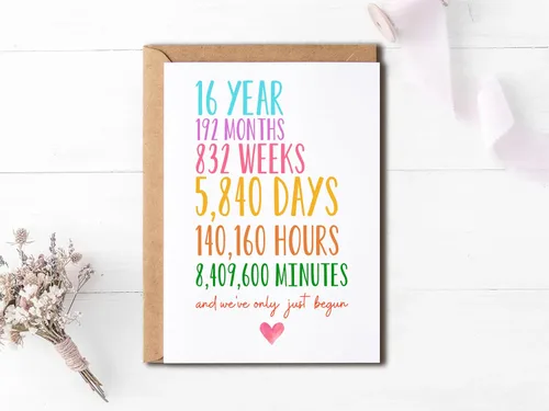 Miniatura 3 de Tarjeta de aniversario 16 – Tarjeta de boda de 16 años – Tarjeta de felicitación divertida – Solo acabamos de empezar – Regalo para marido y esposa