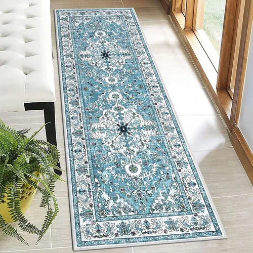 Miniatura 26 de U'Artlines Alfombra de Área Bohemia Lavable, 2x3 Pequeña Suave Antideslizante Vintage Felpudo para Puerta Frontal Interior Alfombra Verde