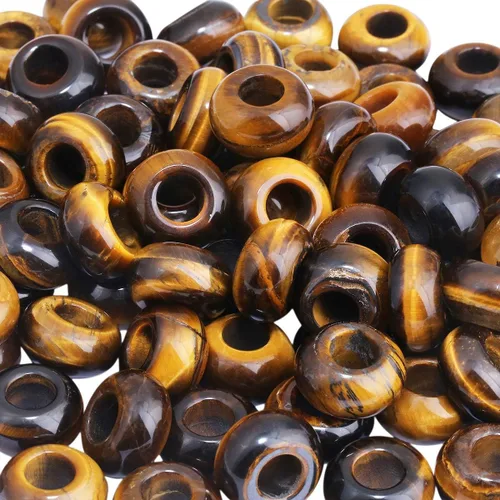Miniatura 9 de TUMBEELLUWA Cuentas de piedras preciosas naturales para hacer joyas, cuentas redondas con orificio grande sueltas, paquete de 15, jade amarillo