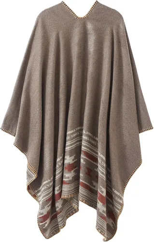 Miniatura 188 de Urban CoCo Poncho de colores para mujer, chal con frente abierto, color en bloques