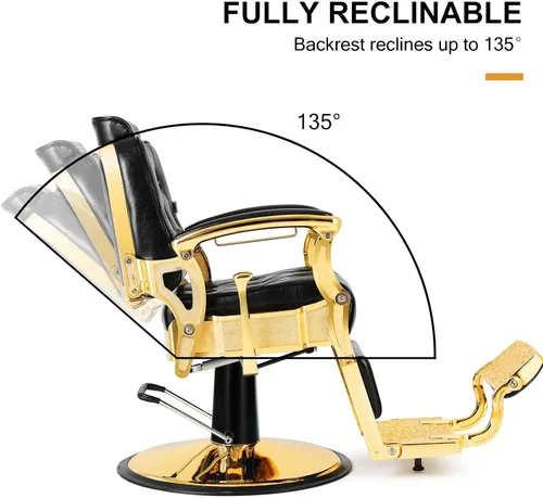 Miniatura 8 de Artist hand Silla de peluquero Silla de salón Equipo de spa Silla de peluquería resistente vintage (dorado)