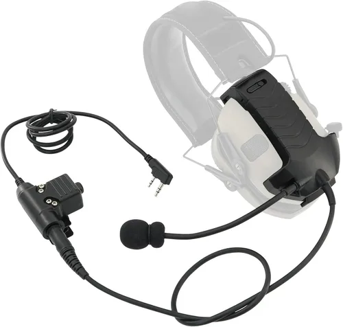 Micrófono y PTT para Auriculares con Cancelación de Ruido Walkerrazor Airsoft (Negro)