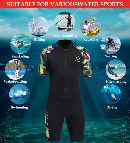 Miniatura 5 de DIVE & SAIL Traje de neopreno corto de 0.059 in para adultos, para buceo, natación, surf, canoa