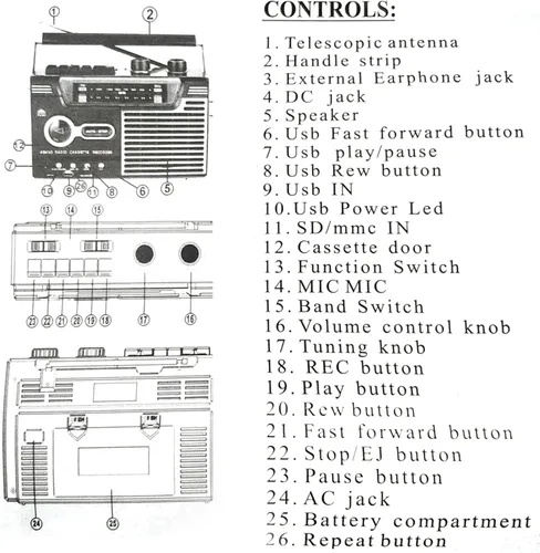 Miniatura 3 de Grabador de reproductor de casete de cinta, estilo clásico de los años 80 portátil Boombox SW1 SW2 AM Radio FM, altavoz estéreo sin ruido estéreo