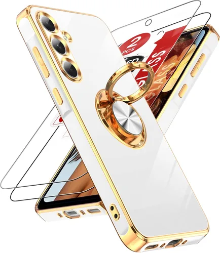 Miniatura 127 de LeYi Funda para Samsung Galaxy S22 Ultra con soporte de anillo giratorio de 360°, soporte magnético, chapado en oro rosa, borde protector para Negro