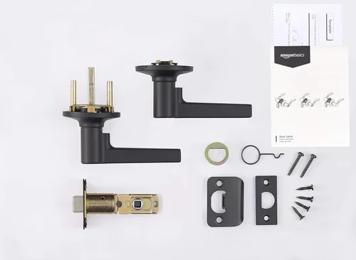 Miniatura 3 de Amazon Basics Manchester Palanca de Puerta - Paso (Sin Llave) - Negro Mate, Paquete de 1
