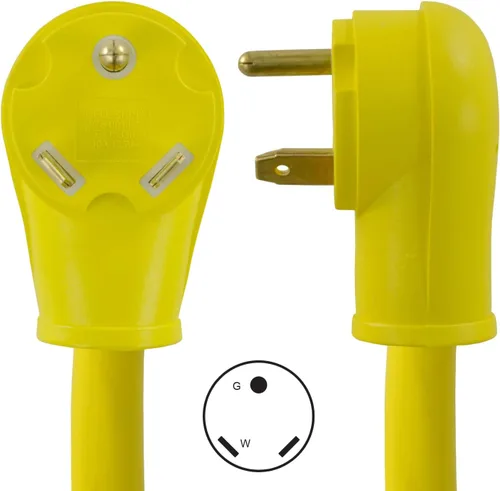 Miniatura 2 de Conntek 14340 Adaptador de Cable RV de 30 Amperios a 15/20 Amperios, Amarillo y Azul