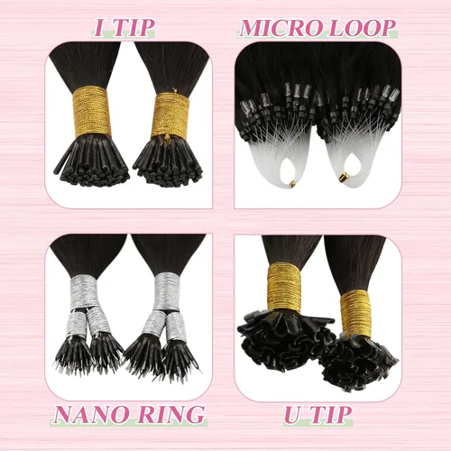 Miniatura 6 de YoungSee Extensiones de cabello humano con punta en U de color marrón oscuro, extensiones de cabello humano con queratina, extensiones de cabello
