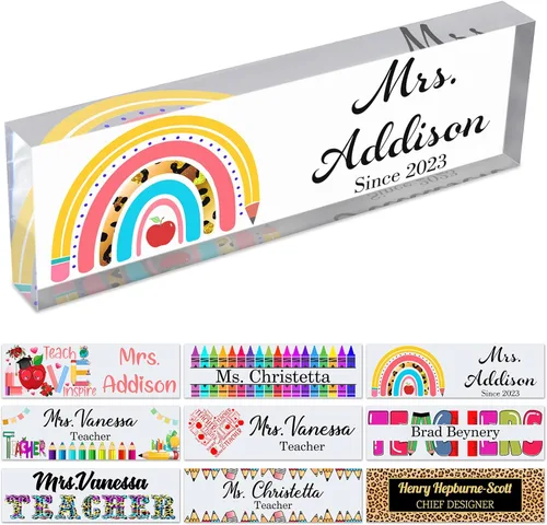Miniatura 13 de Placa de nombre personalizada para escritorio de profesor para aula, placa de identificación personalizada para escritorios, placa de escritorio