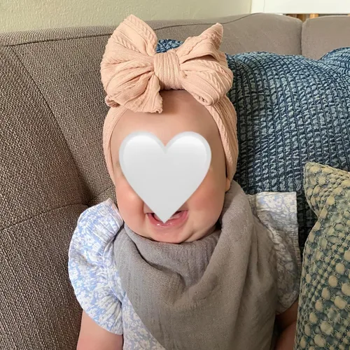 Miniatura 8 de CÉLLOT 6 piezas de diademas con lazos para bebé, diademas de nailon, accesorios para el pelo con lazos para bebé niña, esenciales para recién Caqui