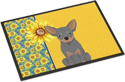 Miniatura 27 de Caroline's Treasures WDK5313MAT Airedale Terrier - Tapete para puerta delantera de 18 x 27 pulgadas, diseño de girasoles de verano, para entrada