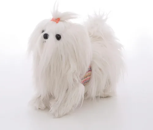 Miniatura 7 de CU-MATE Perro de peluche Chihuahua de 12 pulgadas, juguete realista de cachorro sentado con falda (regalo de presente)