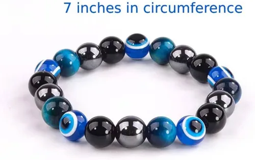 Miniatura 19 de Pulsera de triple protección, ojo de tigre malvado de ojo y obsidiana negra de 0.315 in, pulsera curativa para hombres y mujeres, pulsera curativa