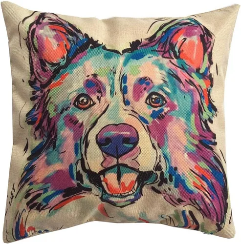 Miniatura 26 de Fundas de almohada con diseño de perro. fundas de cojín de algodón y lino para decorar hogares sofá de 18 x 18 pulgadas Pit Bull-m
