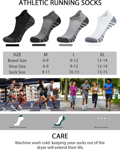 Miniatura 5 de Airacker Ankle Athletic Running Socks Cushioned Breathable Low Cut Sports Tab Socks for Men and Women (6 Pairs)