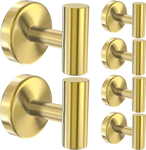 Miniatura 13 de Paquete de 4 ganchos adhesivos dorados para toallas, ganchos autoadhesivos de acero inoxidable para abrigo, gancho para colgar en la pared