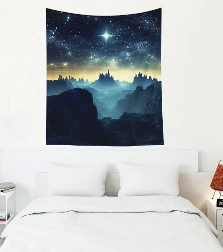 Miniatura 62 de EMMTEEY Tapiz de pared con bosque - Árbol de pino verde y niebla, arte de pared natural, 80x60 pulgadas, tapiz grande de estilo bohemio para sala