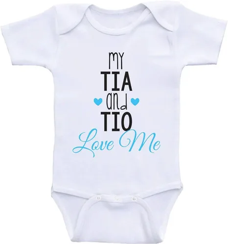 My Tia and TIO Love Me Boutique - Mameluco de manga corta para bebé, unisex, color blanco, Blanco
