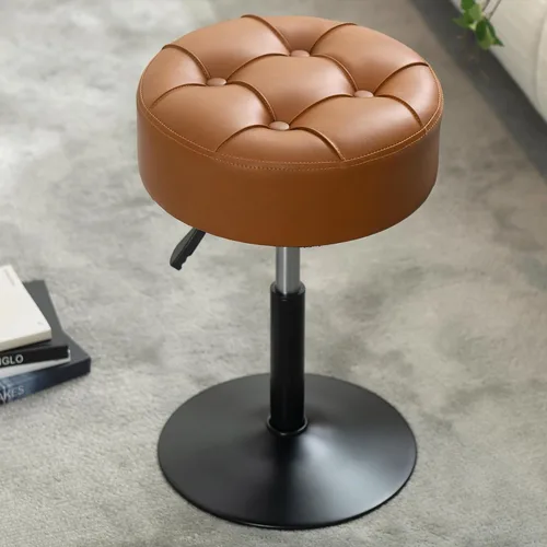 Miniatura 11 de Taburete de tocador ajustable con espuma de alta densidad y base de metal, silla giratoria de maquillaje, taburete de maquillaje pequeño