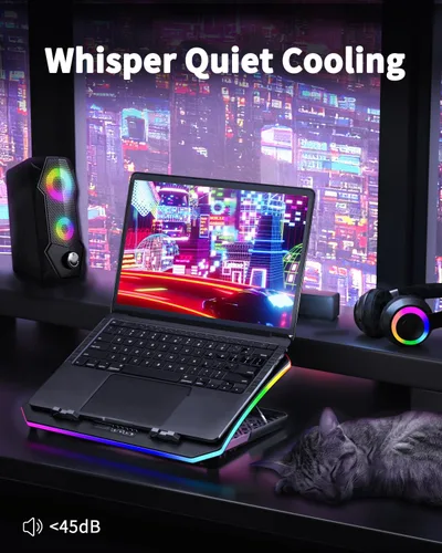 Miniatura 6 de KeiBn Almohadilla de Enfriamiento para Laptop, Almohadilla de Enfriamiento con Ventilador para Laptop Gaming con 9 Ventiladores Silenciosos