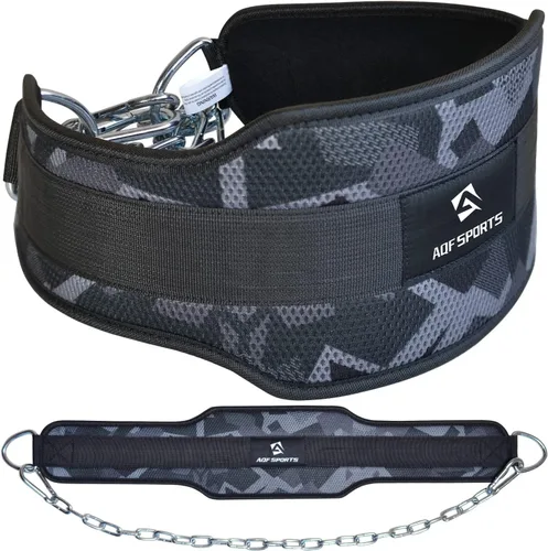 Miniatura 9 de AQF Cinturón de inmersión para culturismo, levantamiento de pesas, cadena de inmersión, ejercicio, gimnasio, entrenamiento, neopreno Negro