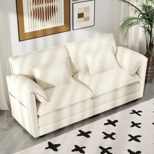 Miniatura 15 de Real Relax 145'' Sofá seccional modular, sofá convertible de 4 plazas con chenilla, 8 almohadas y 2 reposabrazos para sala de estar, oficina