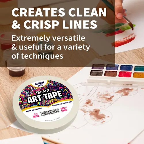 Miniatura 6 de Cinta adhesiva blanca para arte de tacto medio - Cinta adhesiva de artistas para dibujo de arte, pintura de acuarela, marco de lienzo - Libre