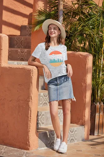 Miniatura 6 de Camiseta de aventura para mujer, para senderismo, senderismo, entrenamiento, casual, al aire libre, atlética, de manga corta
