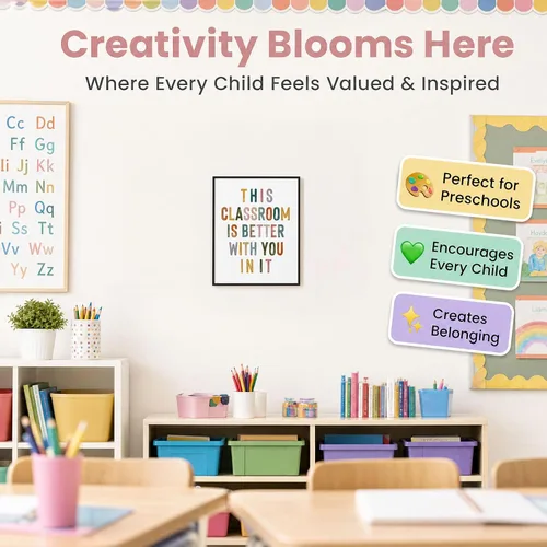 Miniatura 8 de Este aula es mejor contigo en ella, decoración de pared motivacional positiva, letreros para profesores, bienvenida al aula, decoración boho