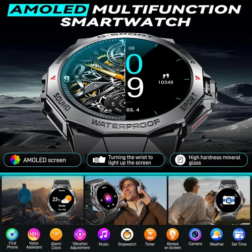 Miniatura 3 de Reloj inteligente militar para hombre, para responder/hacer llamadas de 1.43 pulgadas, AMOLED siempre encendido, reloj inteligente resistente