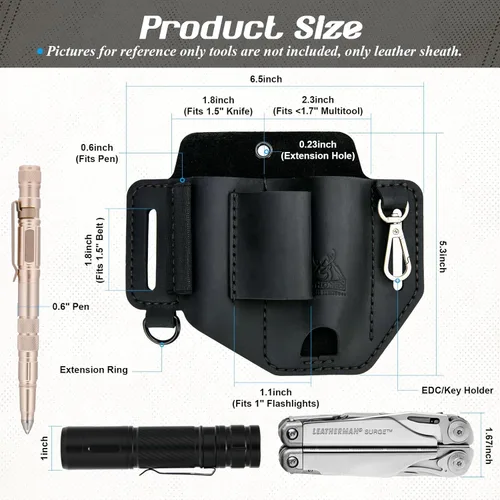Miniatura 3 de FLYHOMES Funda Premium de Cuero Genuino de Vaca de Grano Completo para Multiherramientas Organizador de Cinturón Cosido a Mano para Leatherman