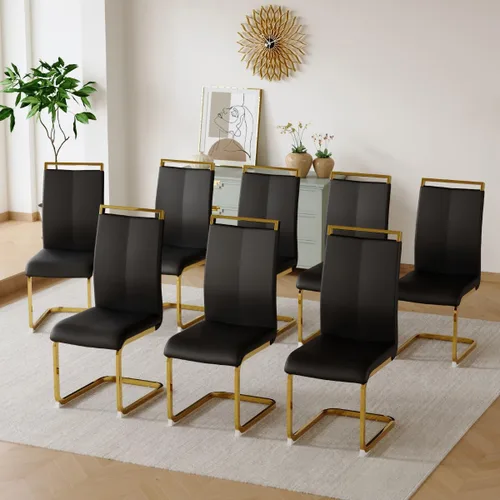Miniatura 48 de gopop Juego de sillas de comedor, sillas modernas de metal con asiento acolchado de piel sintética, respaldo alto y patas cromadas resistentes, claro