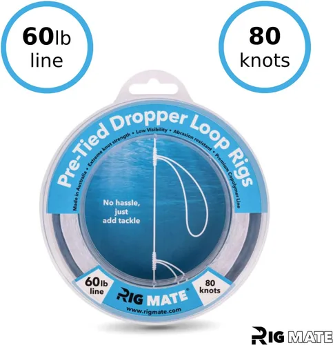 Miniatura 3 de Aparejos de bucle colgante preatados de 60 libras. Carrete de línea de pesca. Bucles separados 18 pulgadas con tamaño de bucle de 5.5 pulgadas.