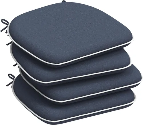 Miniatura 46 de DYTXIII Juego de 2 cojines para sillas de exterior con lazos, almohadillas repelentes al agua para sillas de patio de 17 x 16 pulgadas para muebles