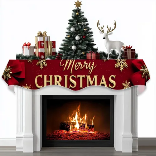 Miniatura 13 de BVBOX Bufanda Decorativa para Repisa de Chimenea Navideña, Cubierta Corredor para Repisa de Chimenea de Navidad e Invierno