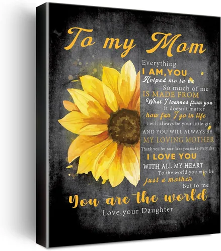 Miniatura 7 de Wailozco Decoración de pared para mamá, con texto en inglés "To Dear Mom", impresiones en lienzo enmarcadas, regalos para madre de hija